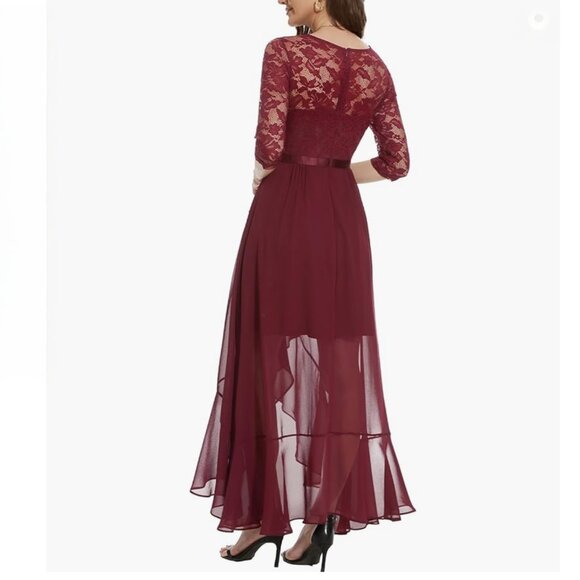 Bbonlinedress  V-Neck Hi Low Floral Lace Dress, - Picture 4 of 13